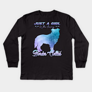 Just A Girl Who Loves Border Collies Play in Nature's Canvas on Tee Kids Long Sleeve T-Shirt